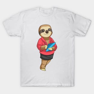 Sloth as Secretary with Notepad T-Shirt